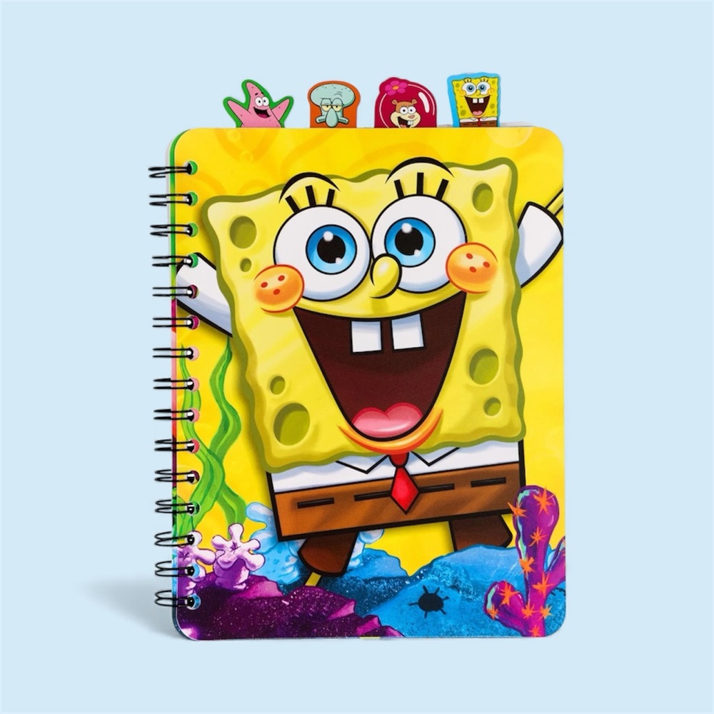 New SpongeBob 4-Tab Spiral Notebook